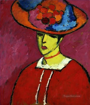 150の主題の芸術作品 Painting - つばの広い帽子をかぶったショッコ 1910 アレクセイ・フォン・ヤウレンスキー 表現主義